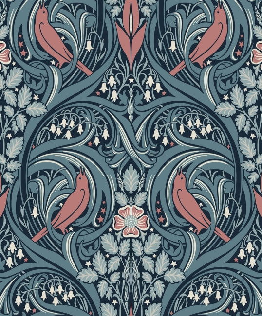 aegean-teal-coral_bird-scroll