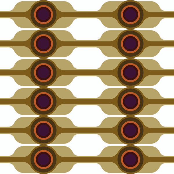 white_Pattern of circular shapes with purple centers and brown outlines on a white background