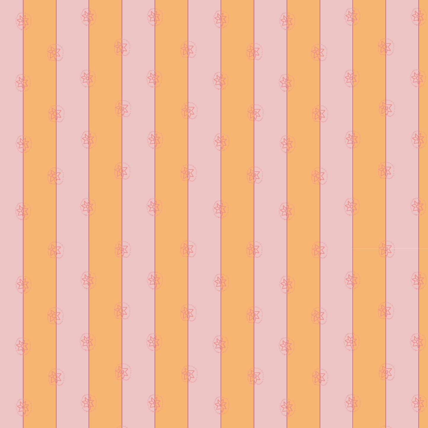 peach_A roll of wallpaper with a striped pattern featuring peach and pink colors.