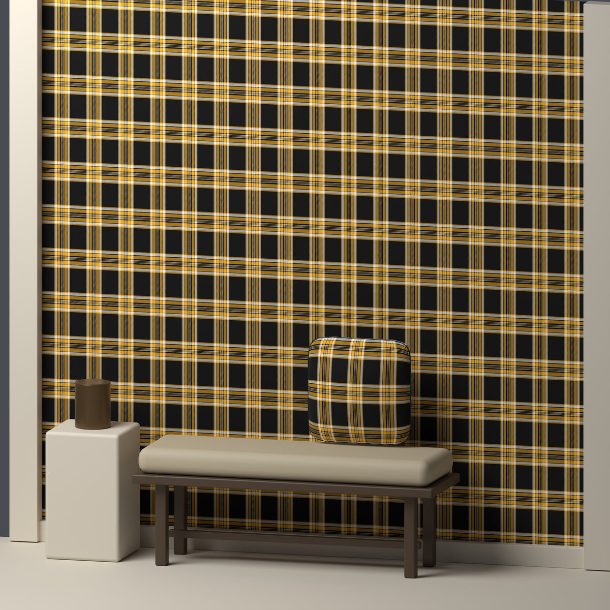 Near Black, Golden Yellow & White — Alderwick — In a room