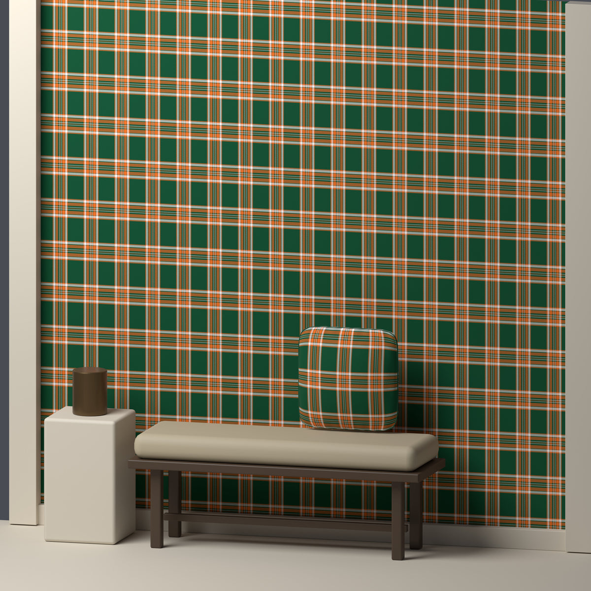 Deep Green, Orange & White — Alderwick — In a room