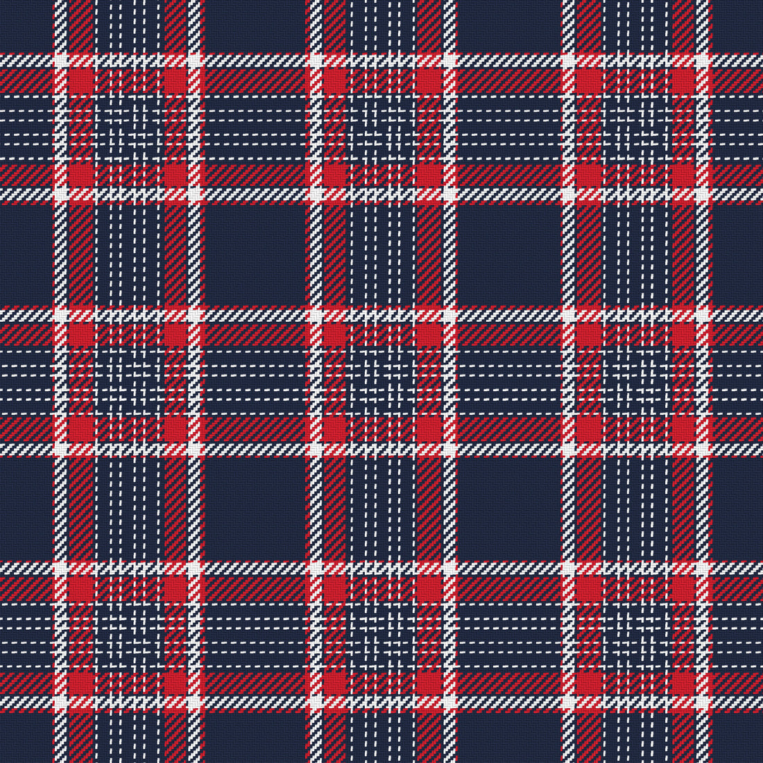 Deep Navy, Red & White — Heritage — Full pattern