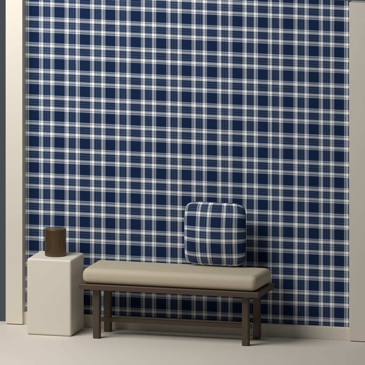 Deep Navy, White & Silver Gray — Heritage — In a room