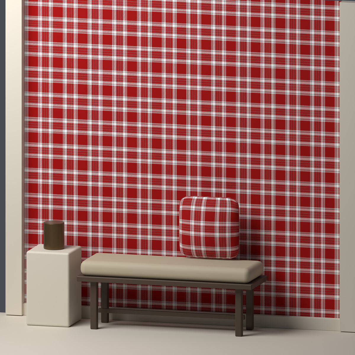 Deep Red, White & Silver Gray — Heritage — In a room