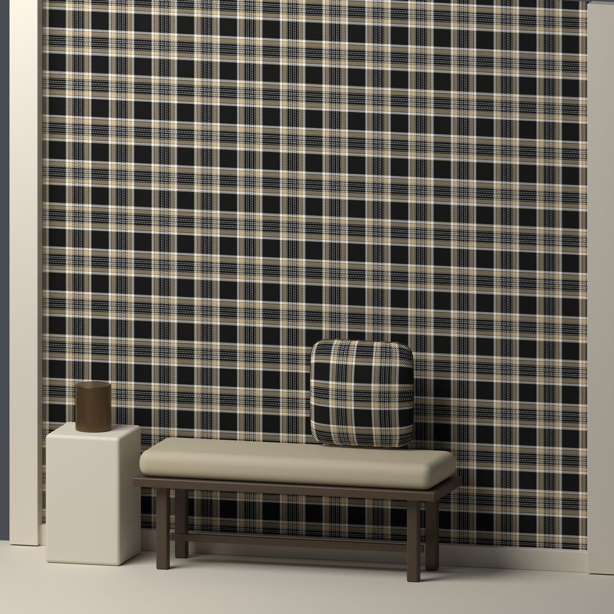 Near Black, Old Gold & White — Heritage — In a room