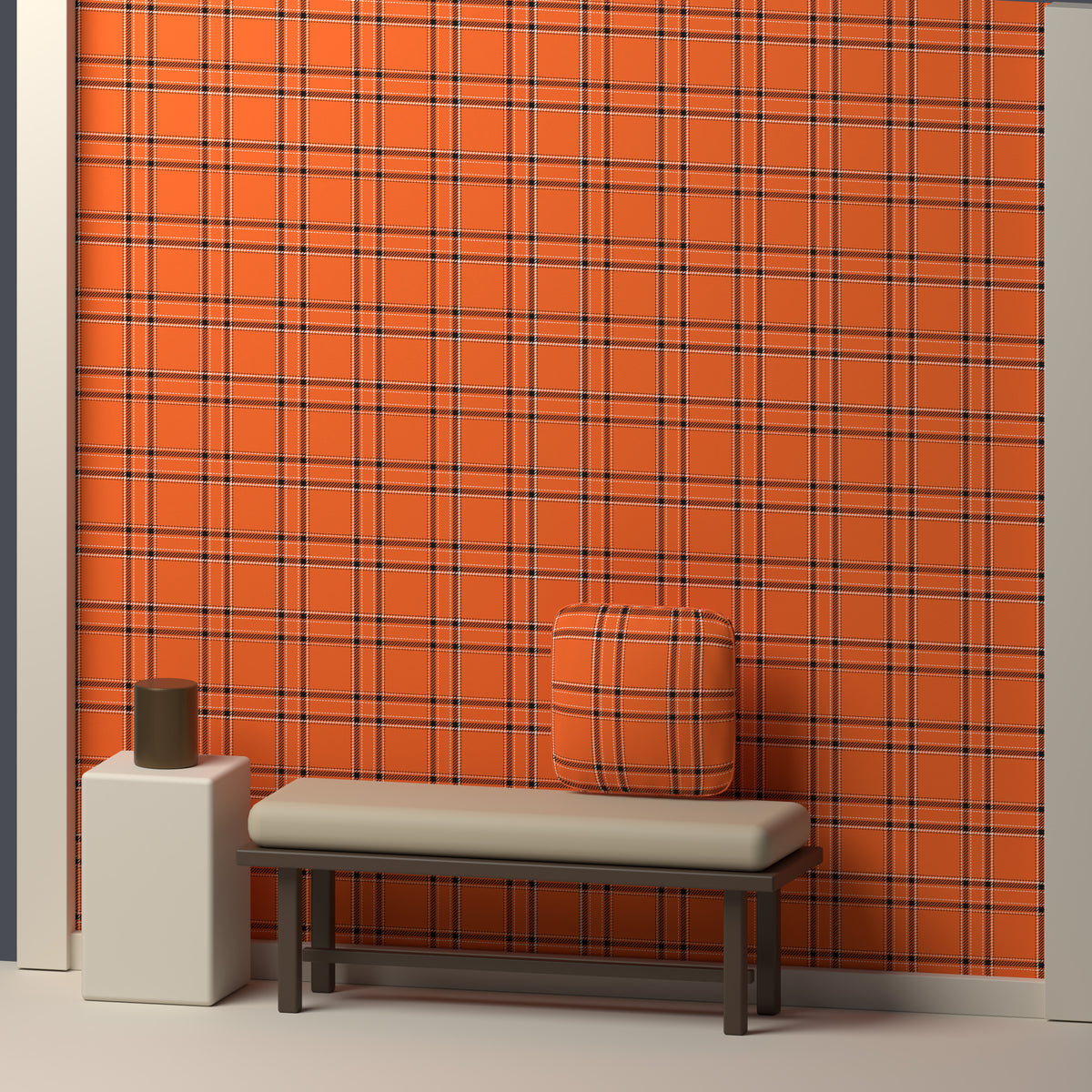 Orange, Near Black & White — Tailored — In a room
