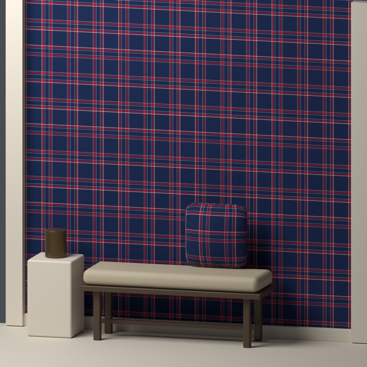 Navy, Red & White — Tailored — In a room