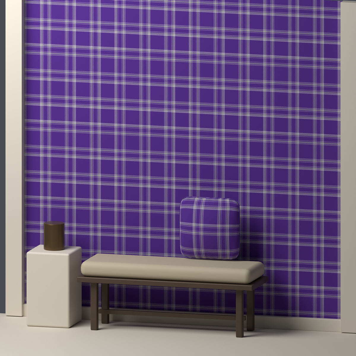 Royal Purple, Silver Gray & White — Tailored — In a room