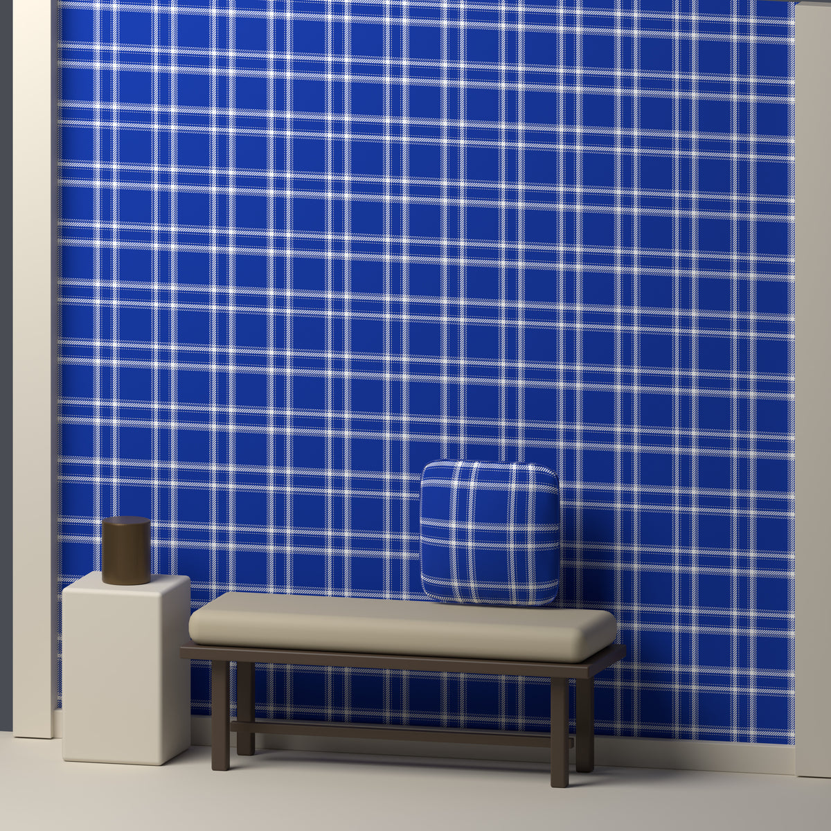 Royal Blue, White & Light Gray — Tailored — In a room