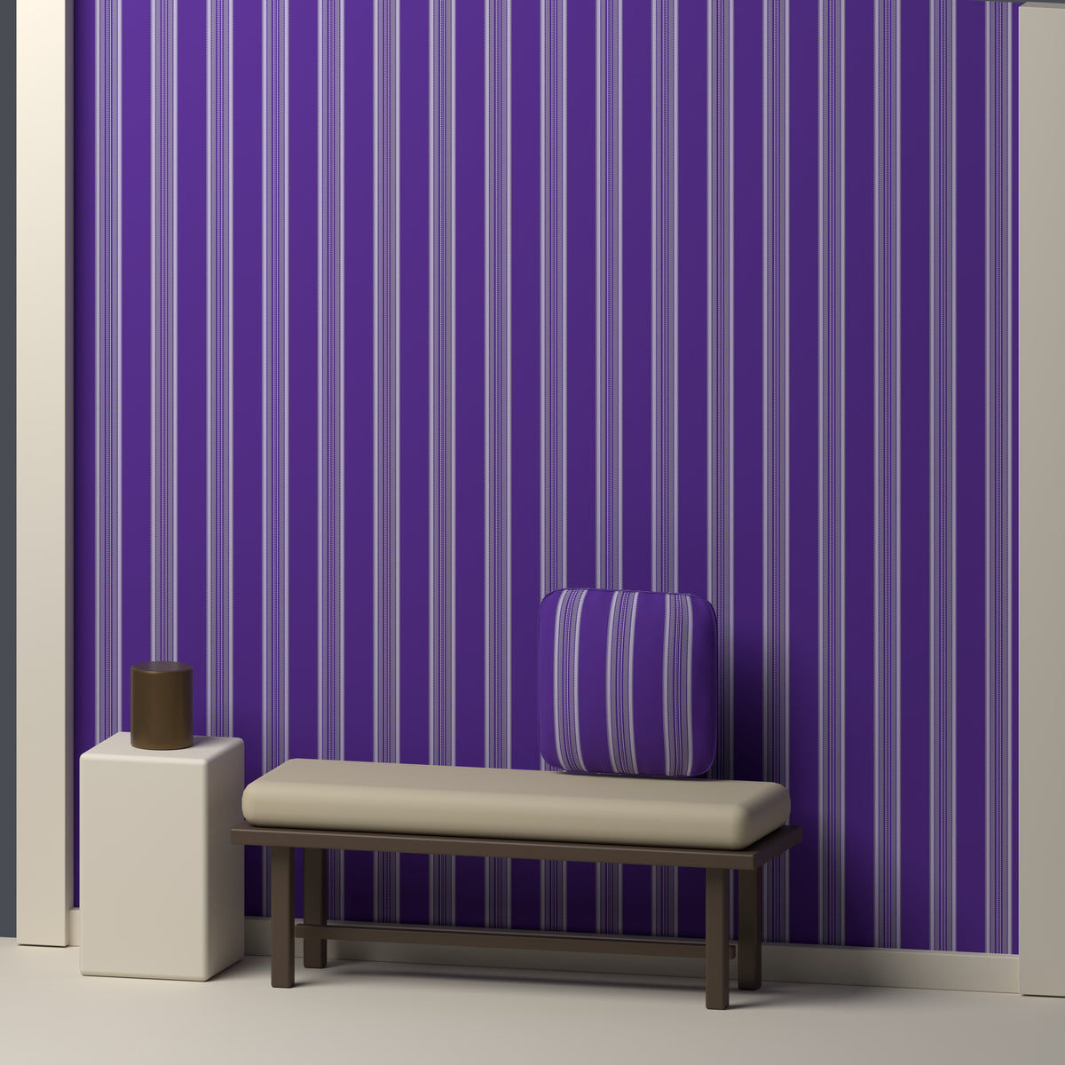 Royal Purple, Silver Gray & White — Ashbourne — In a room