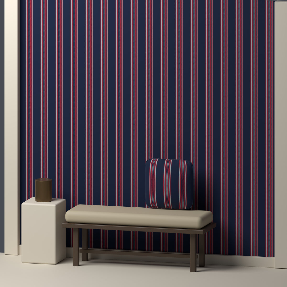Deep Navy, Red & White — Ashbourne — In a room