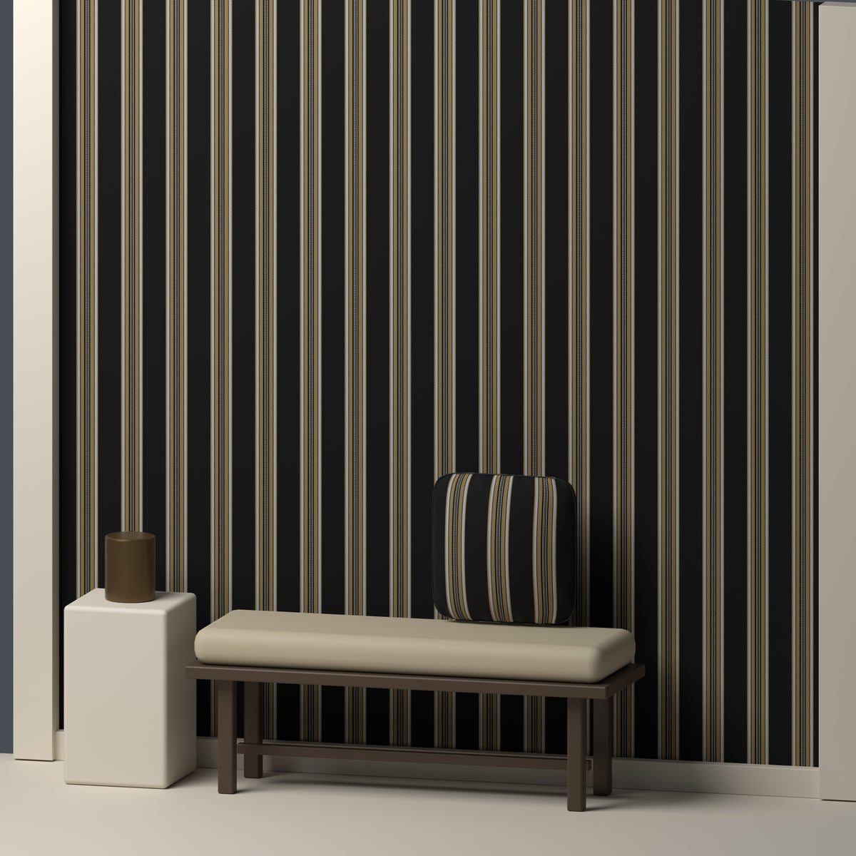 Near Black, Antique Gold & White · Palette 034 — Ashbourne — In a room