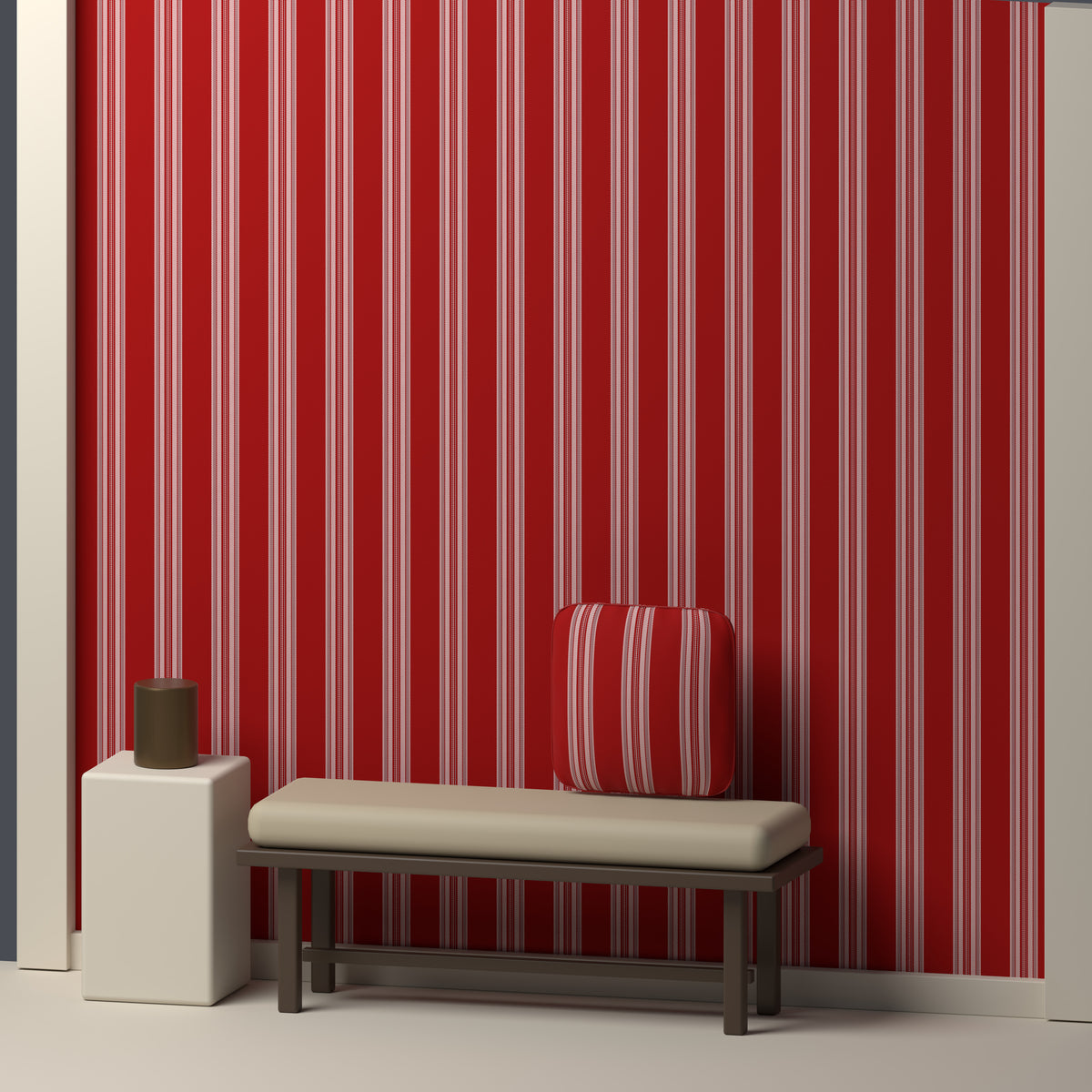 Deep Red, White & Silver Gray — Ashbourne — In a room