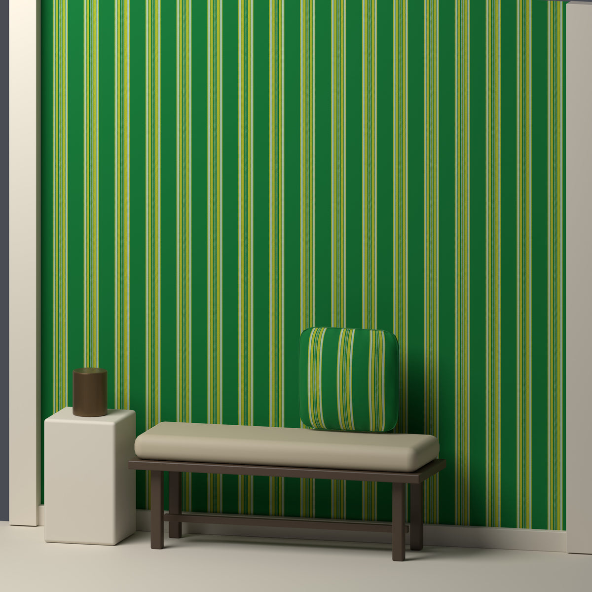 Deep Green, Golden Yellow & White — Ashbourne — In a room