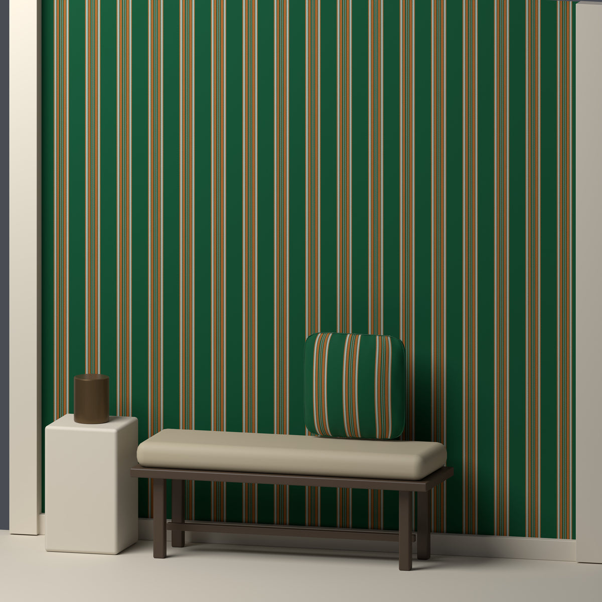 Deep Green, Orange & White — Ashbourne — In a room