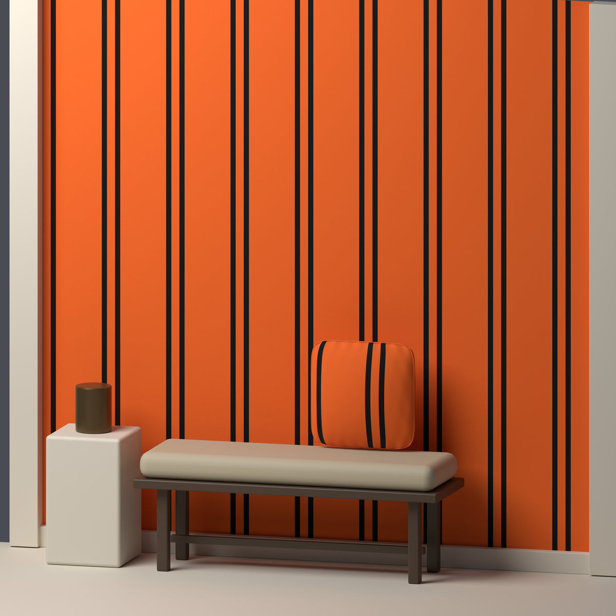 Orange, Near Black & White — Double Track — In a room