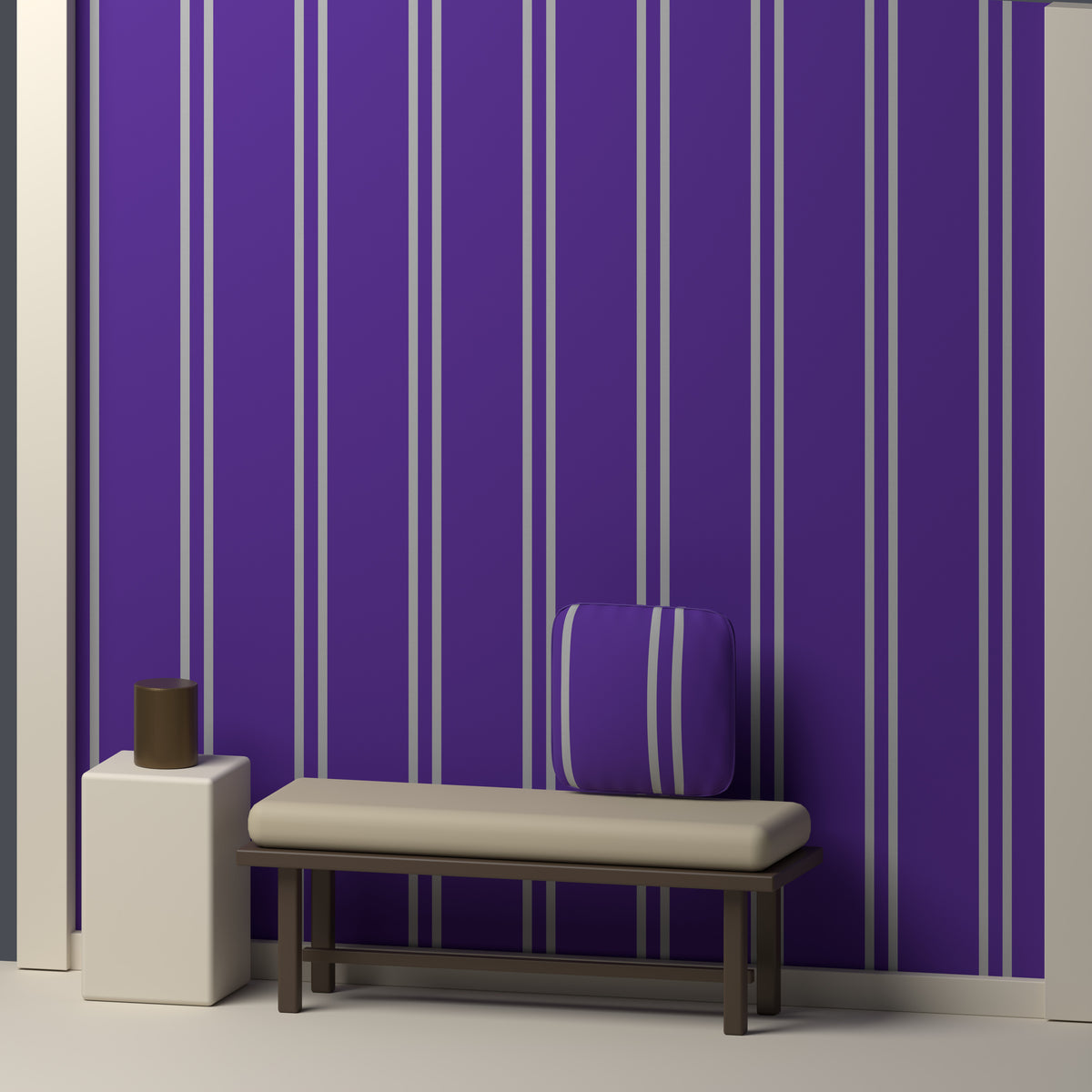 Royal Purple, Silver Gray & White — Double Track — In a room