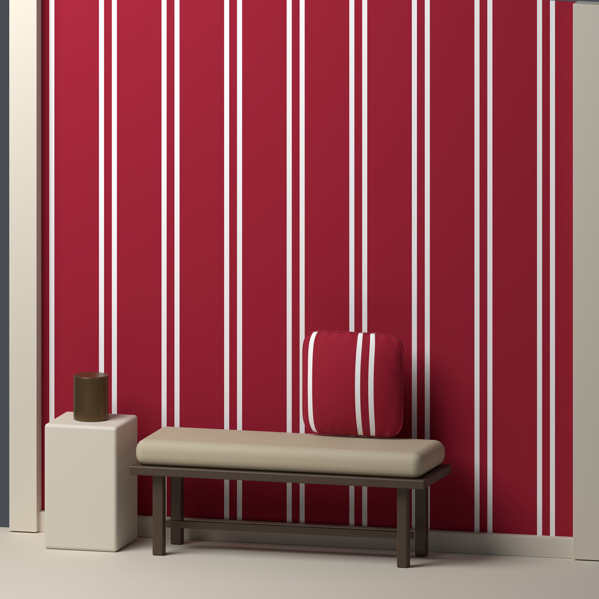 Deep Crimson, White & Slate Gray — Double Track — In a room