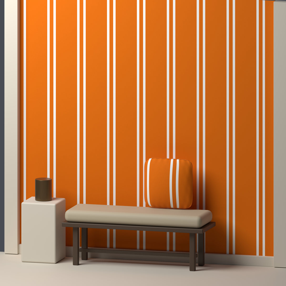 Orange, White & Smoke Gray — Double Track — In a room