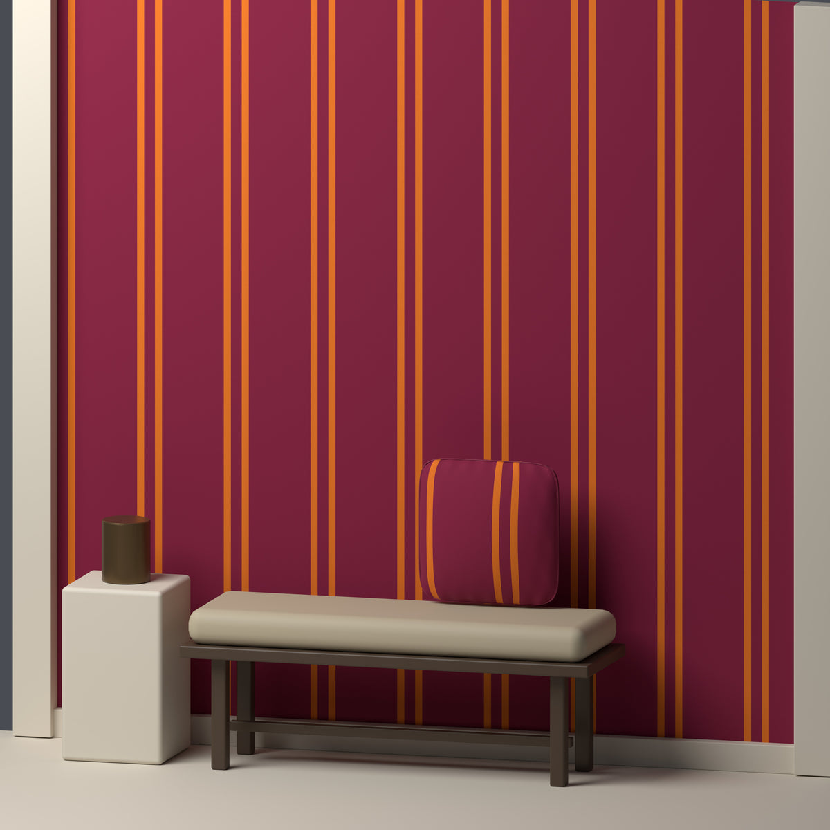 Maroon, Burnt Orange & White — Double Track — In a room