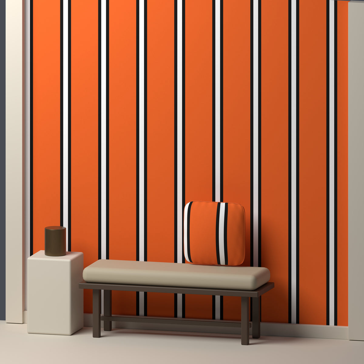 Orange, Near Black & White — Double Track Trio — In a room