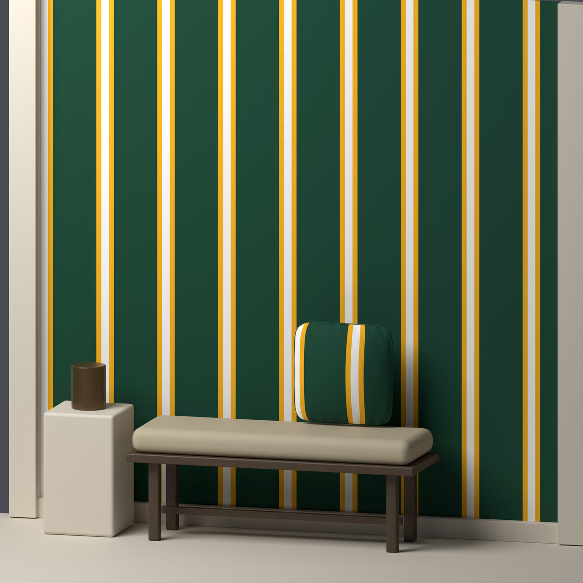 Forest Green, Gold & White — Double Track Trio — In a room