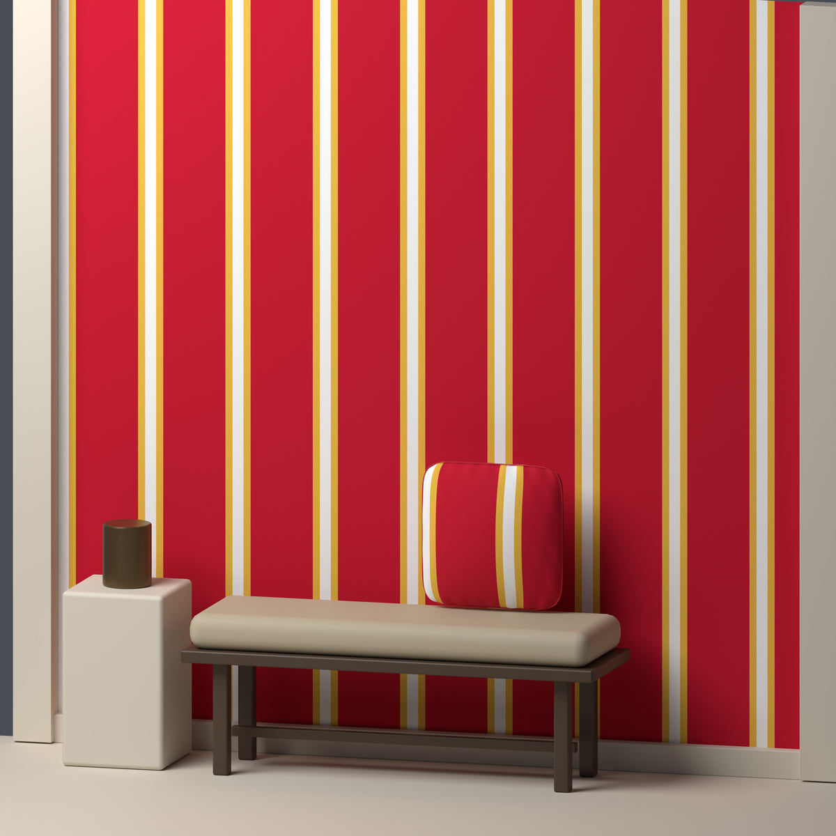 Cardinal, Warm Gold & White — Double Track Trio — In a room