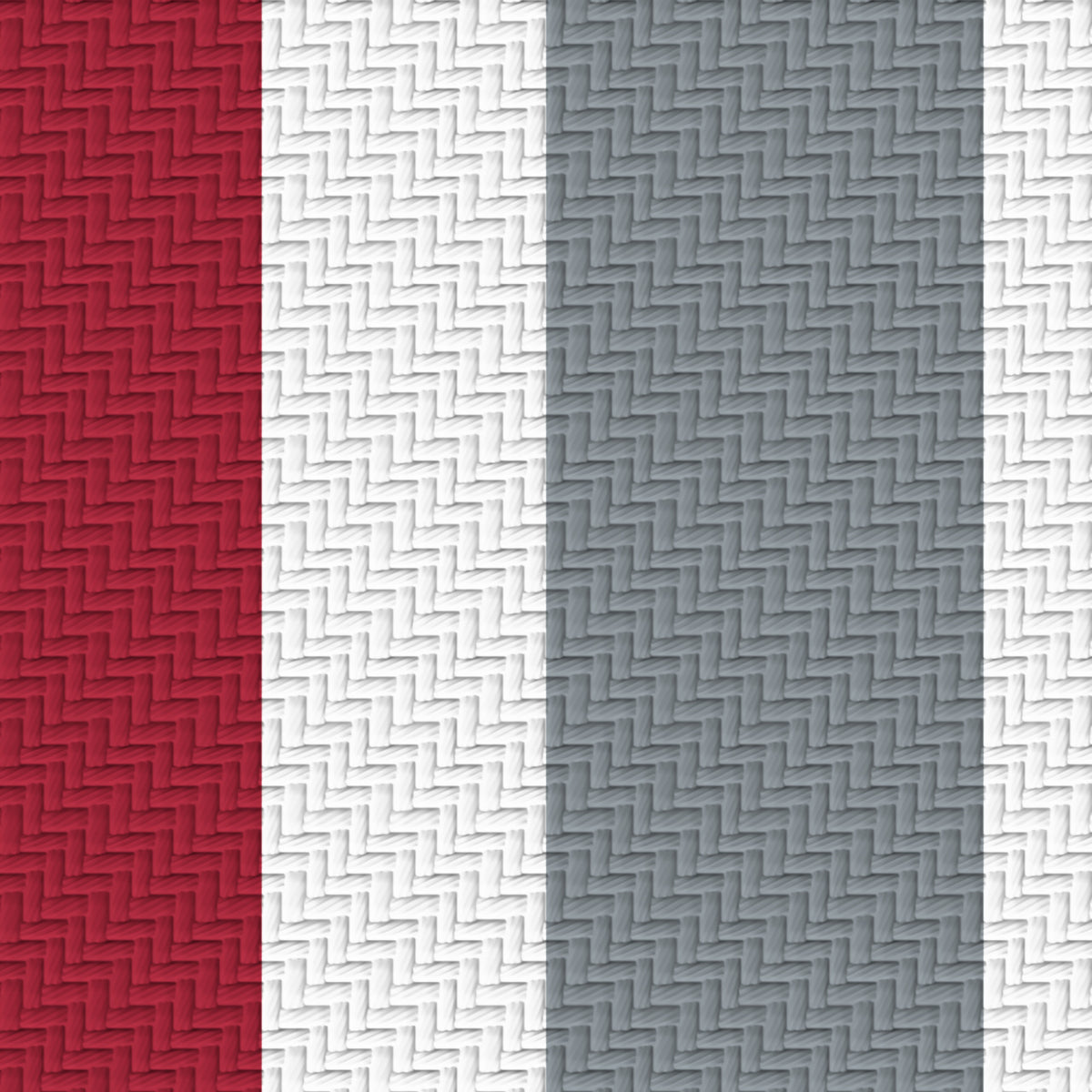 Deep Crimson, White & Slate Gray — Double Track Trio — Pattern detail