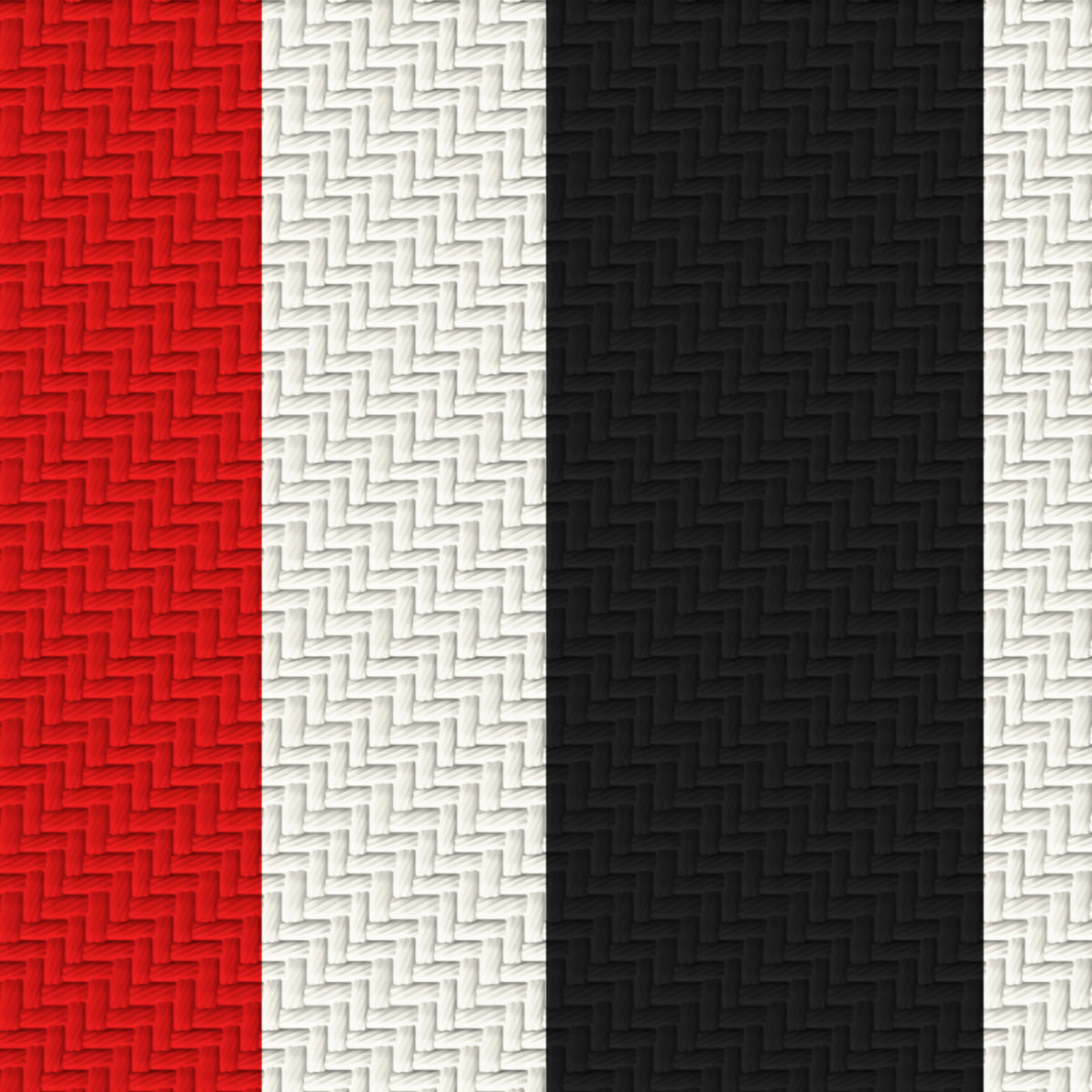 Scarlet, Cream & Near Black — Double Track Trio — Pattern detail