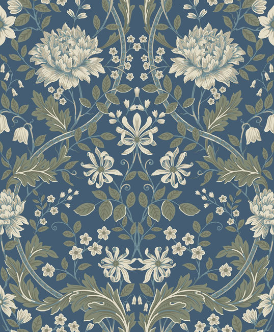 prussian-blue_honeysuckle-floral-ogee