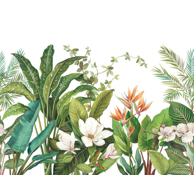 Naples Palm Mural in White