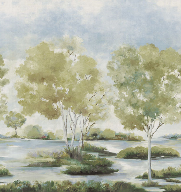 Savannah Mural - 102 in in Basil Cream