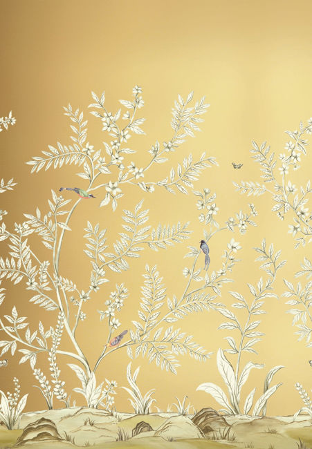 Vining Beauty Mural - 75 in in Gold Metallic