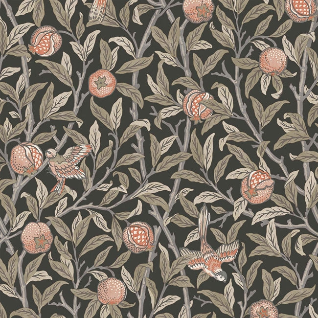 William Morris Bird & Pomegranate in Charcoal