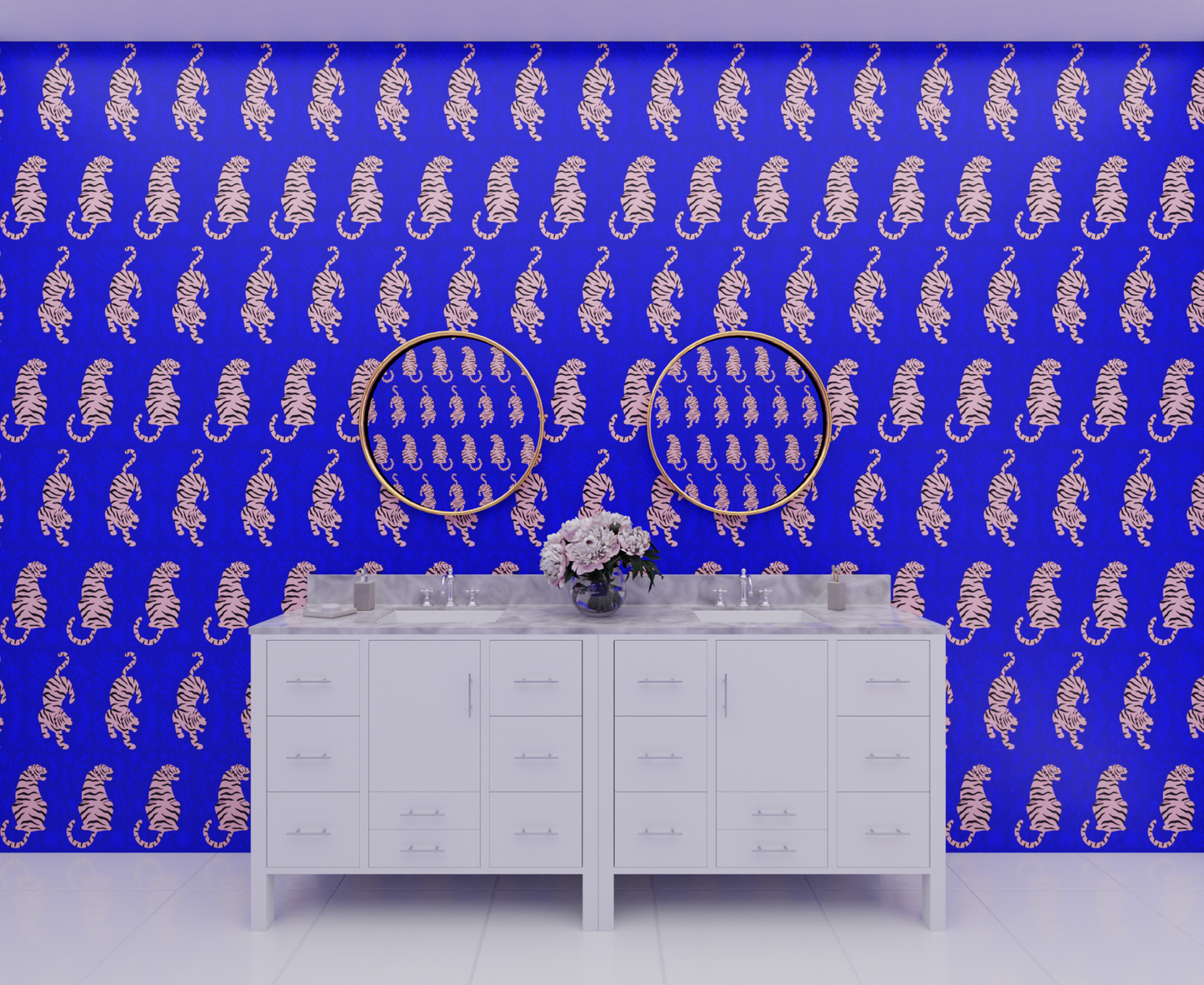 cobalt_wallpaper featuring black and pink tiger designs on a blue background.