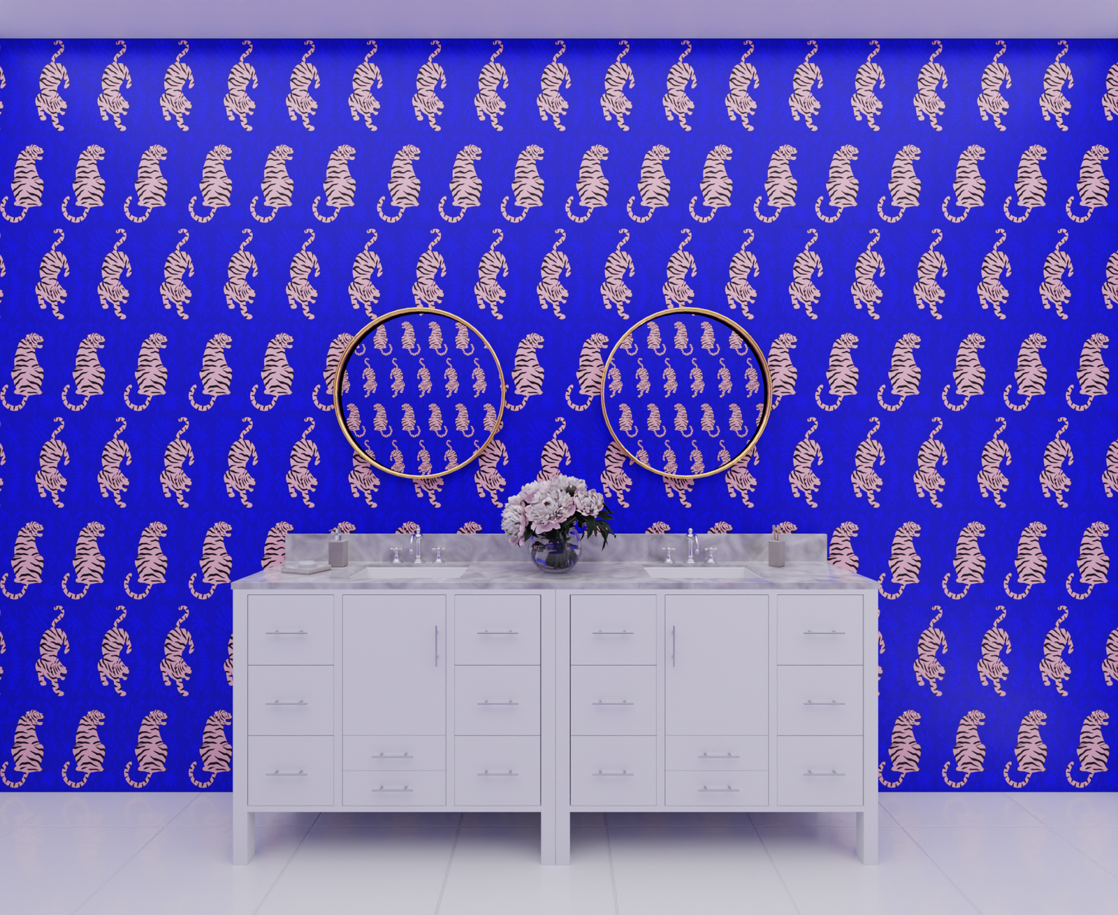 cobalt_wallpaper featuring black and pink tiger designs on a blue background.