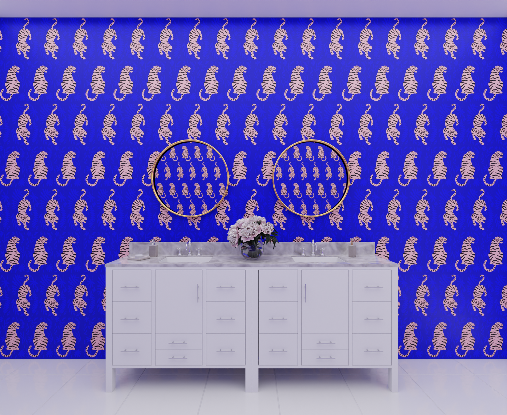 cobalt_wallpaper featuring black and pink tiger designs on a blue background.