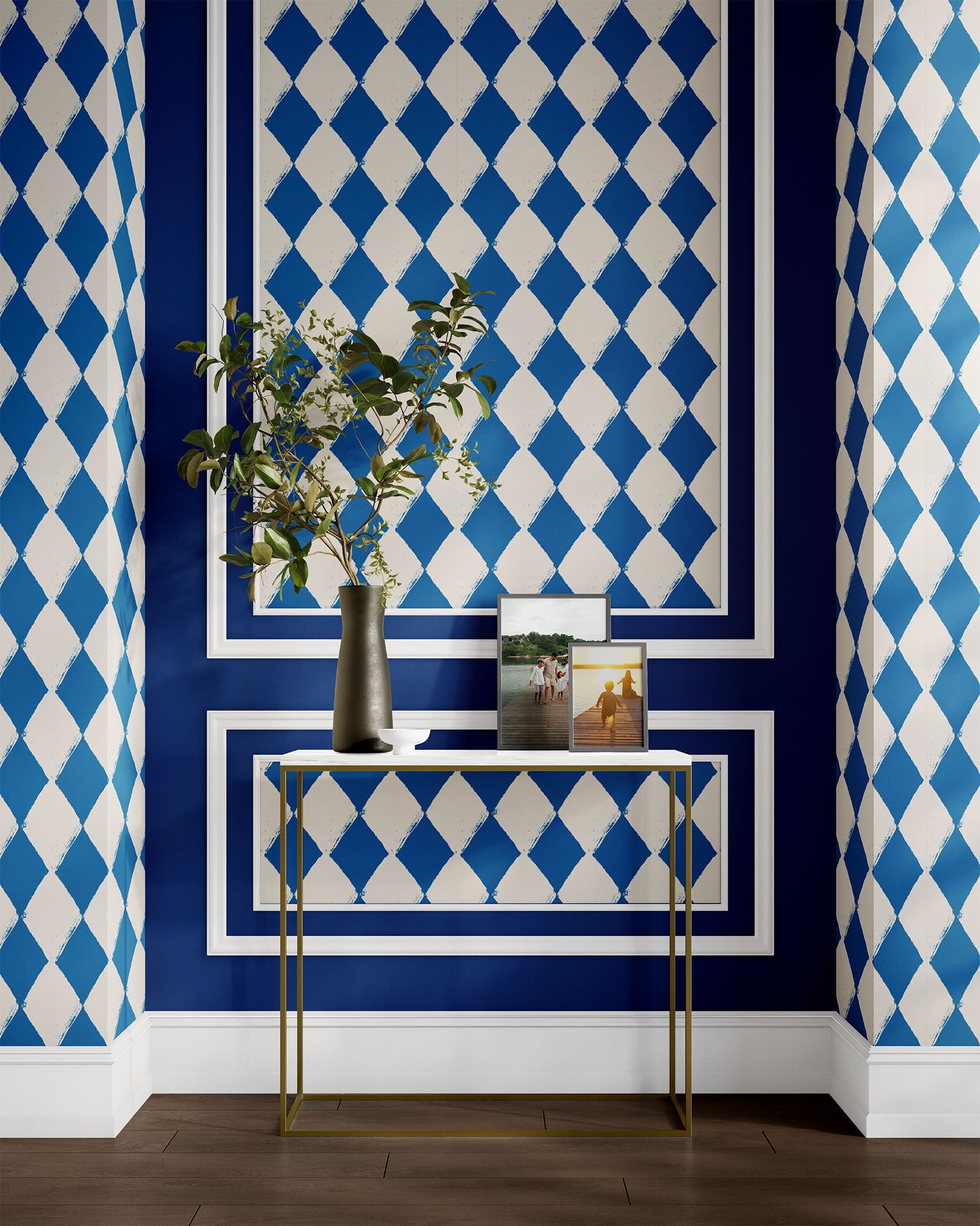 blue_Angular Allure wallpaper in Blue colorway