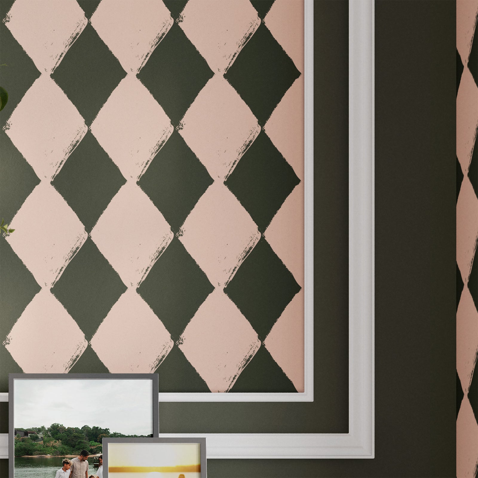 blush_Angular Allure wallpaper in Blush colorway