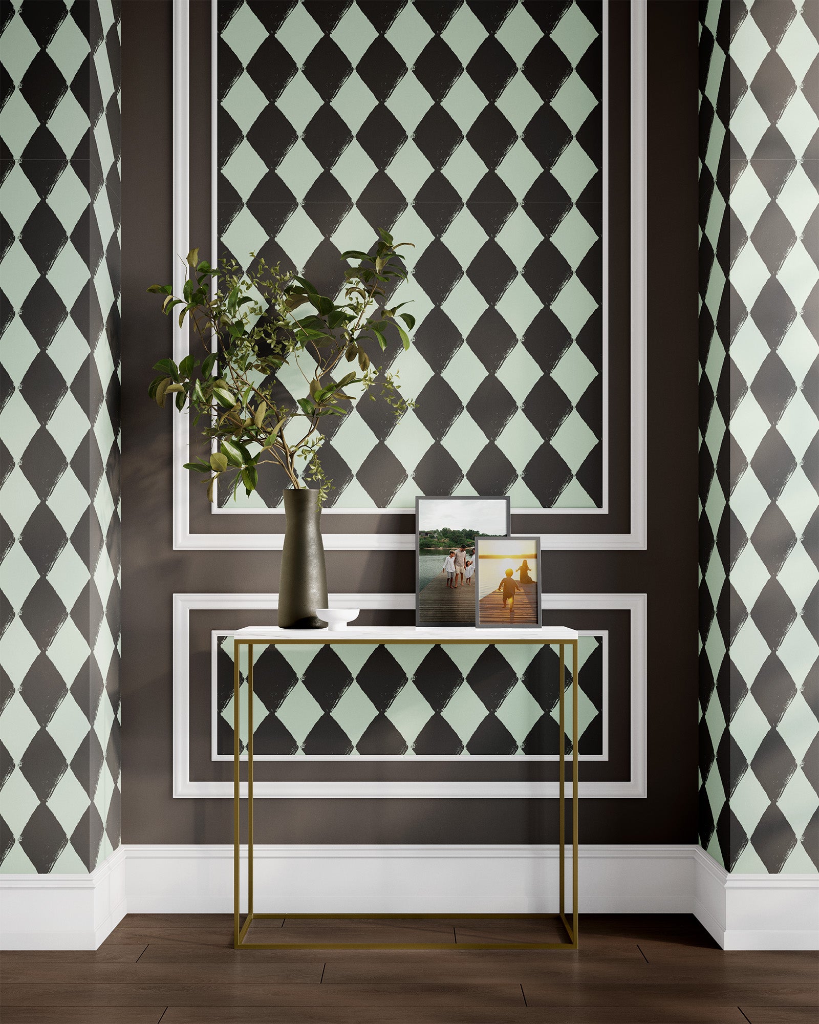 mint_Angular Allure wallpaper in Mint colorway