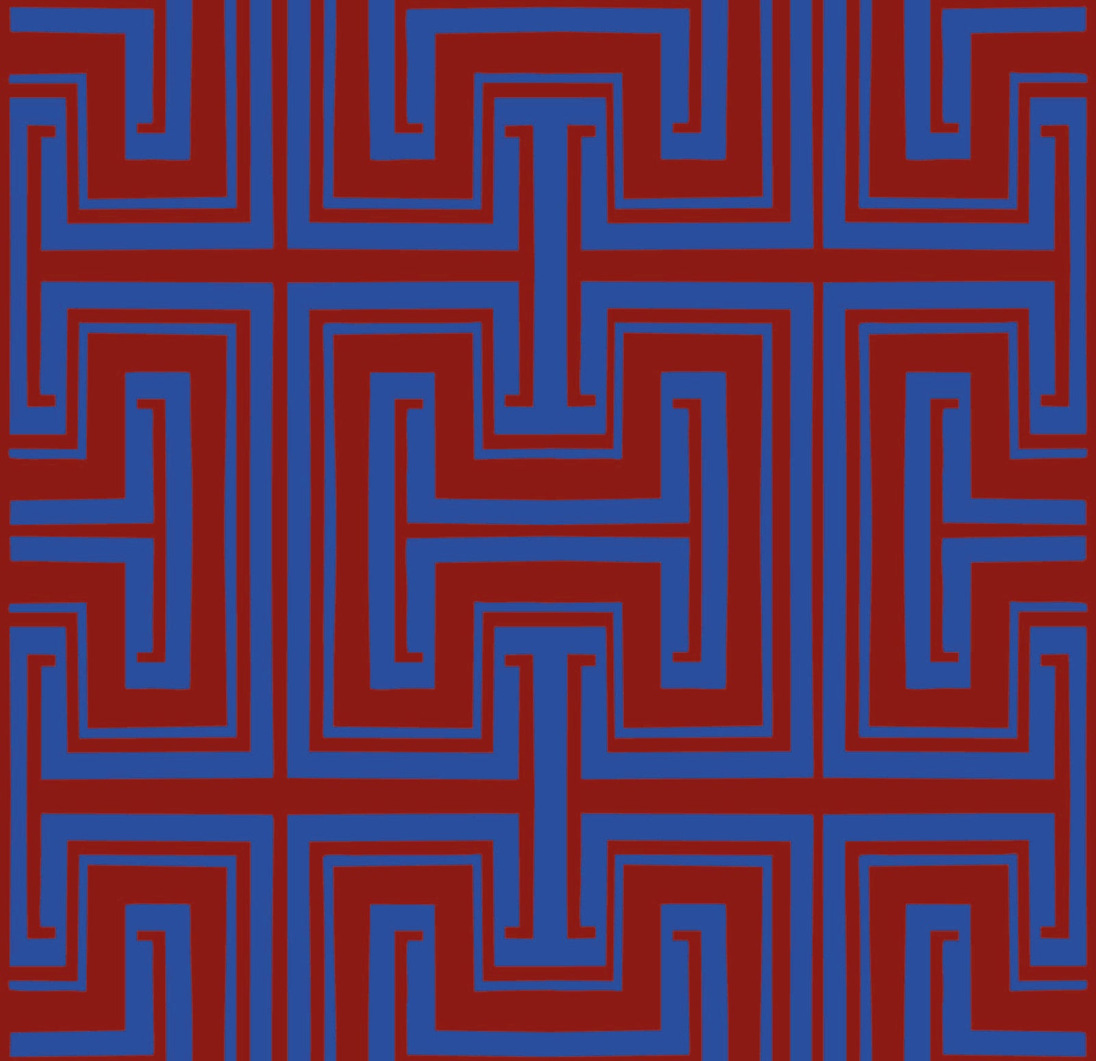 blue_Pattern of blue and red zigzag lines on a red background