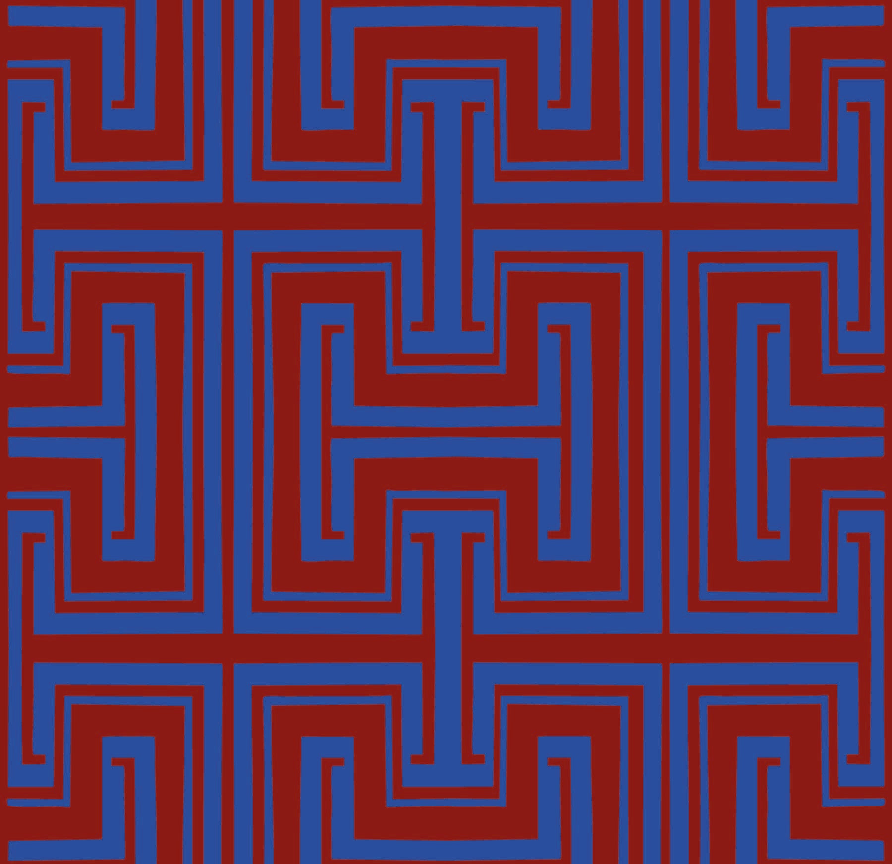 blue_Pattern of blue and red zigzag lines on a red background