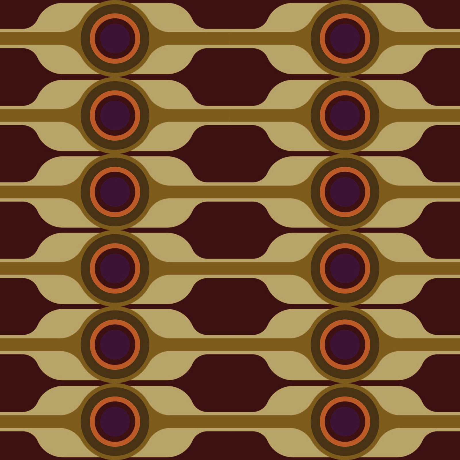 plum_Geometric pattern with circular shapes and wavy lines on a dark background