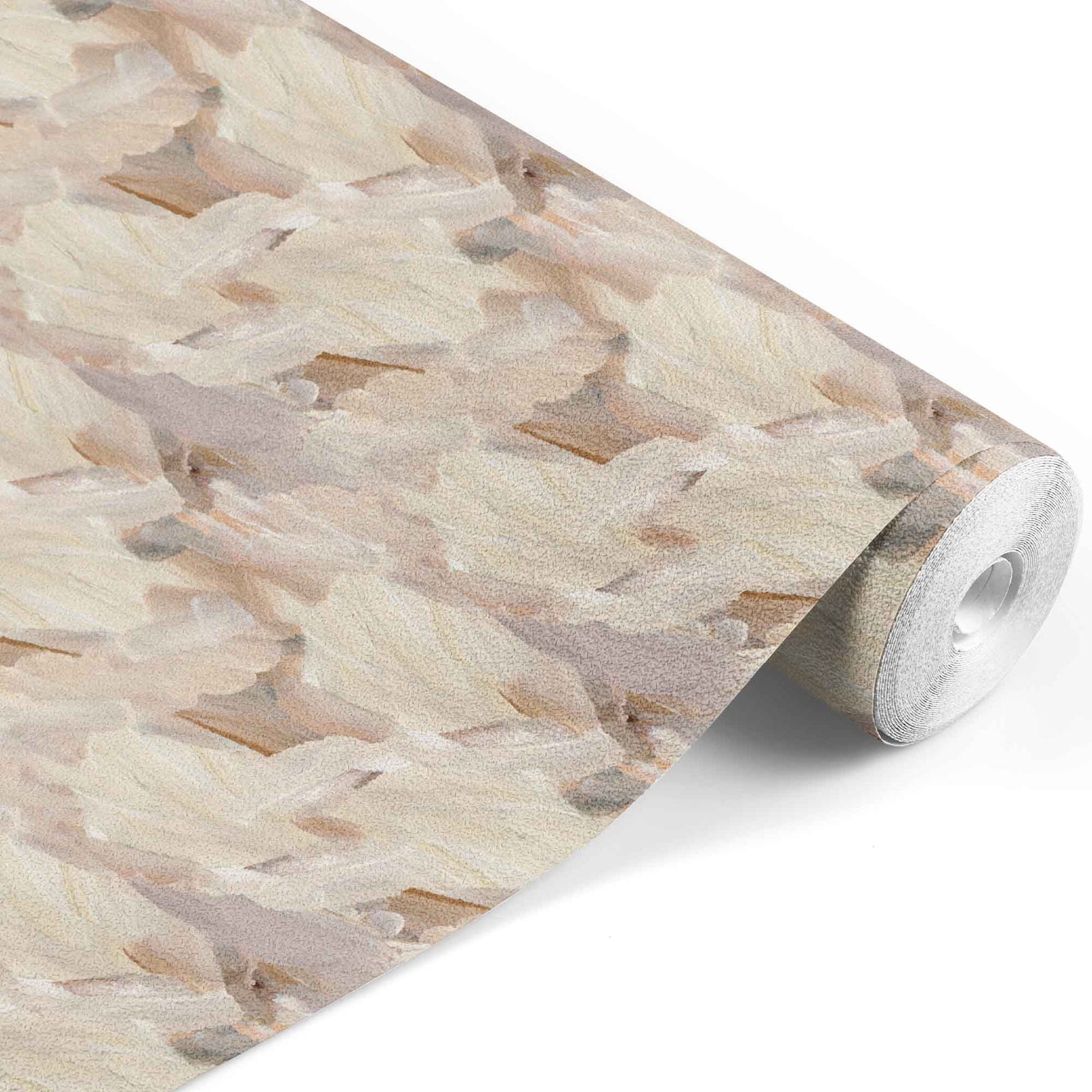 neutral_wallpaper with a beige and white abstract brushstroke pattern.