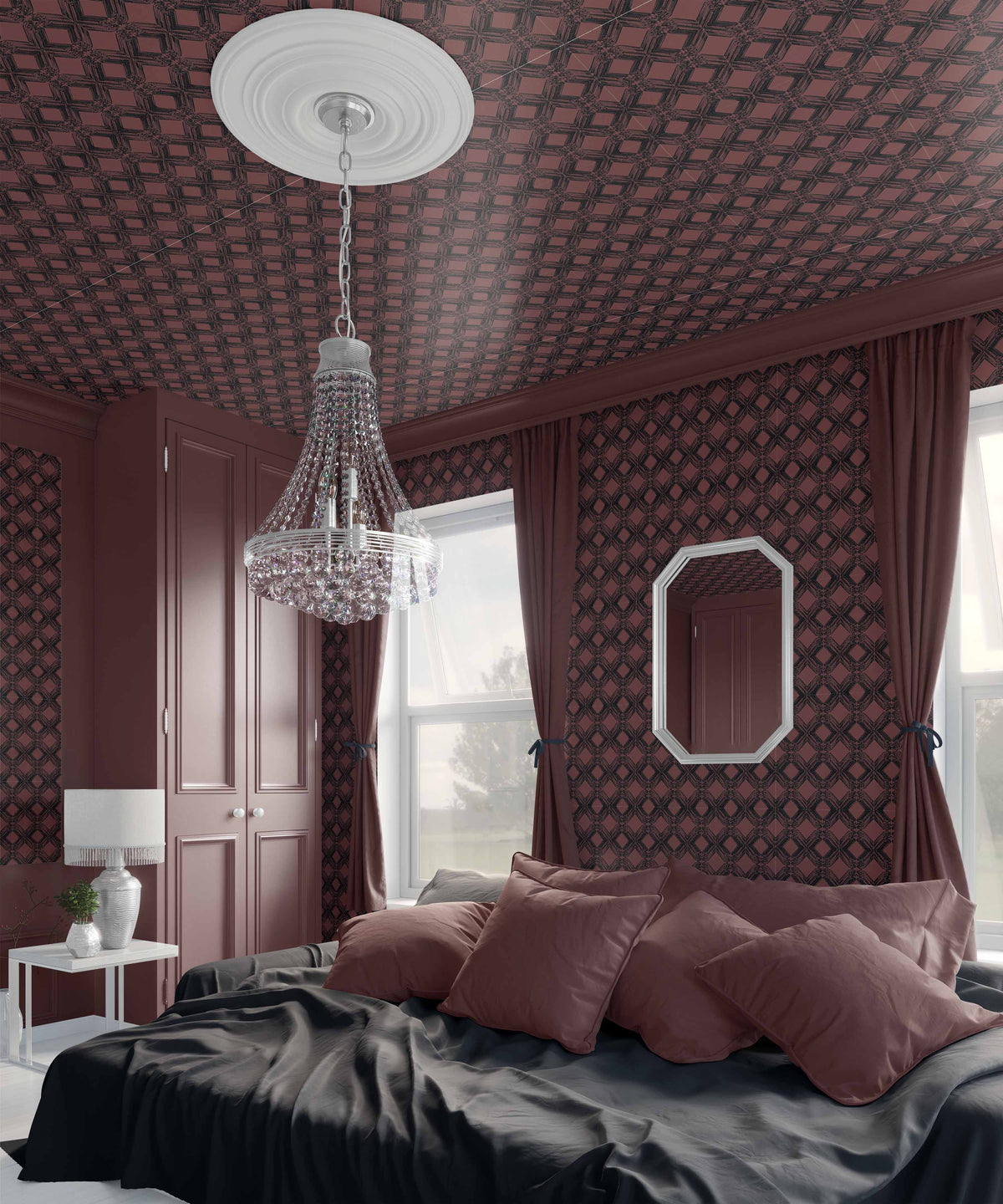 mauve-blue_A wallpaper pattern featuring a geometric design with diamond shapes