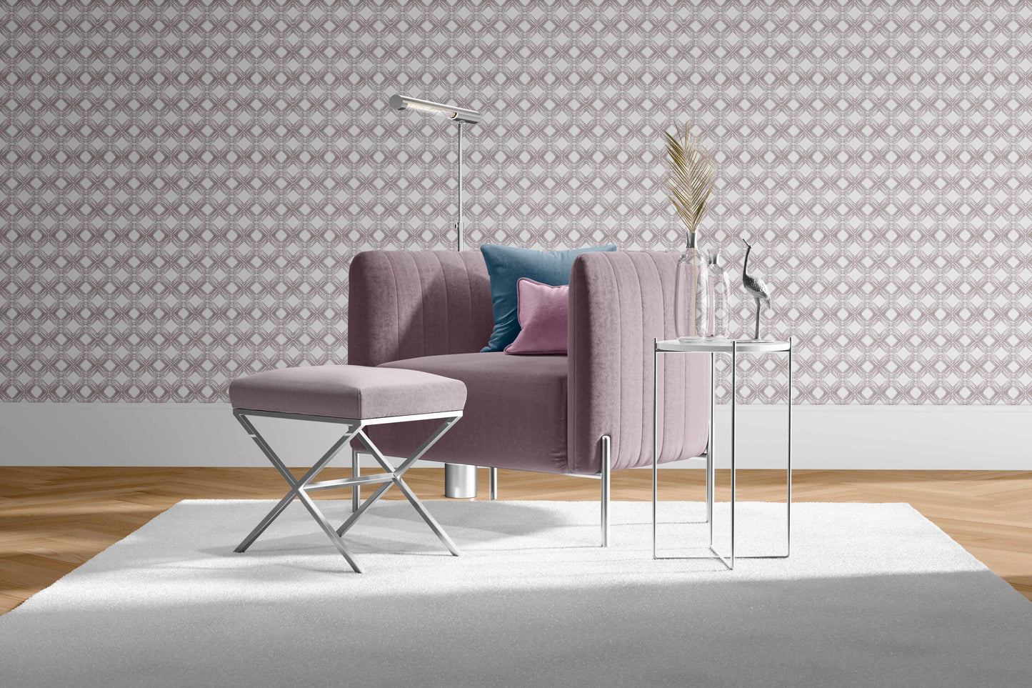 mauve-white_A wallpaper pattern featuring a geometric design with diamond shapes