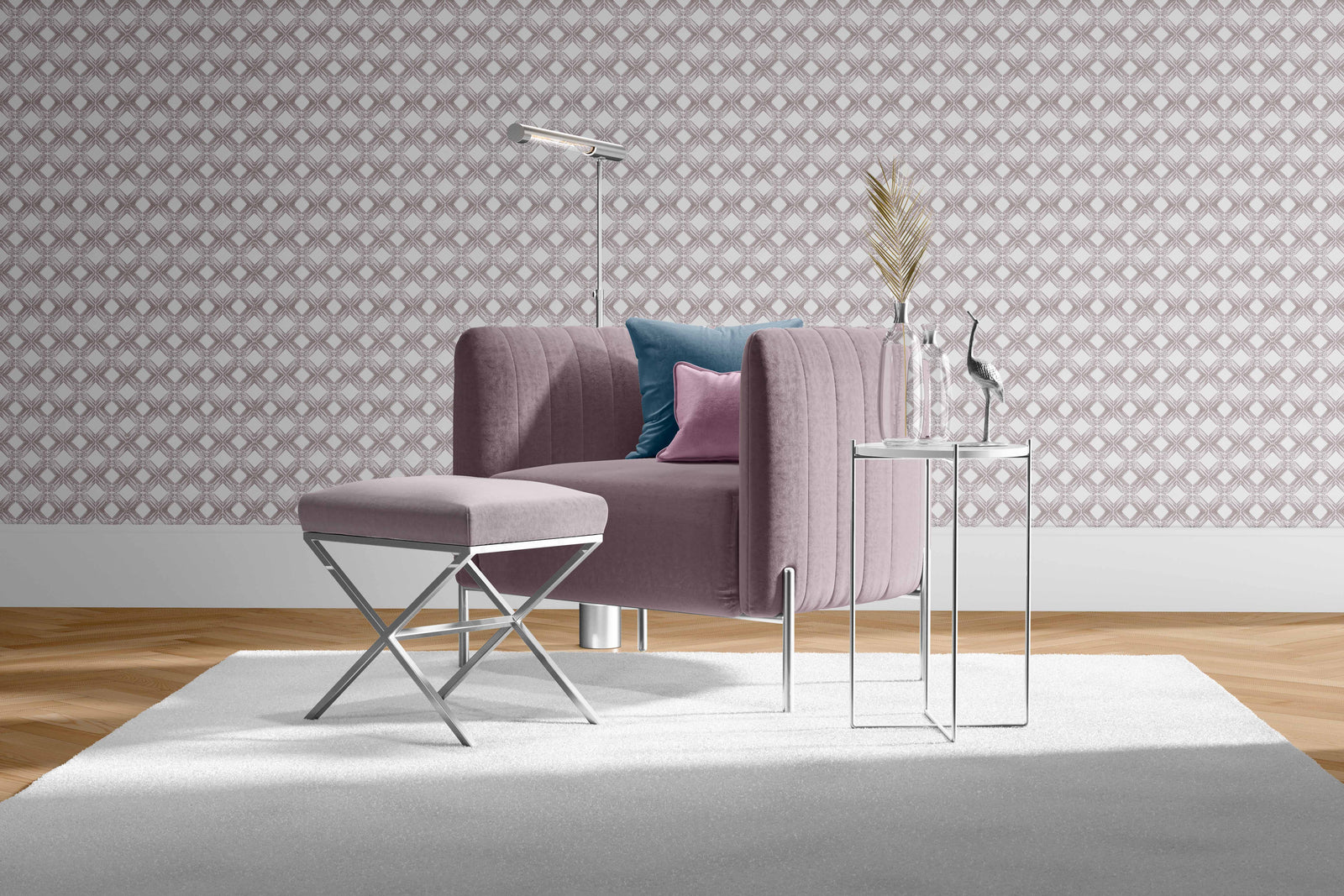mauve-white_A wallpaper pattern featuring a geometric design with diamond shapes