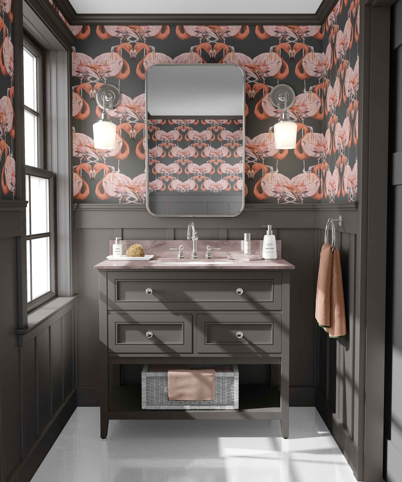 charcoal_powder bath with pink flamingos and charcoal 