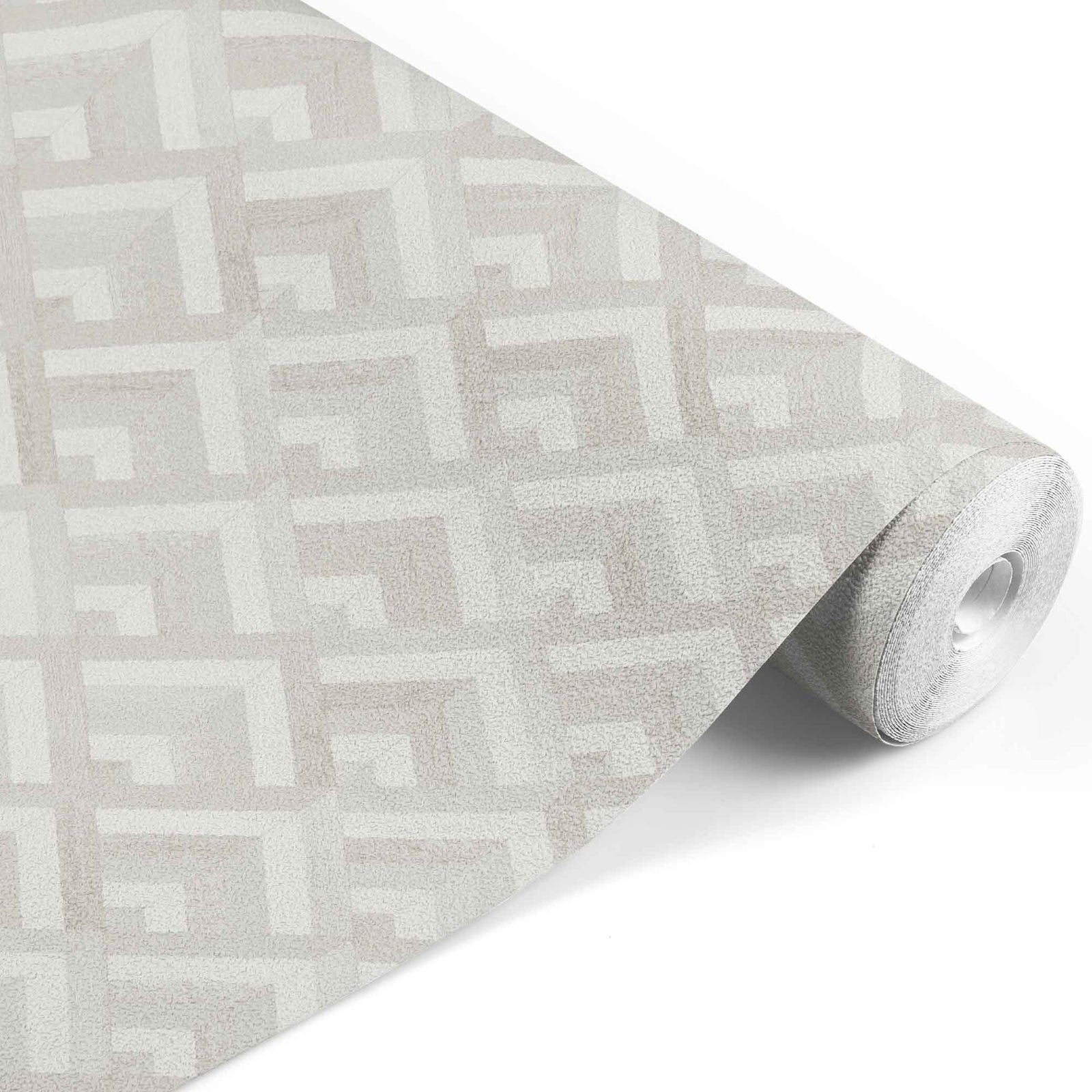grey_beige and white geometric patterned wallpaper.