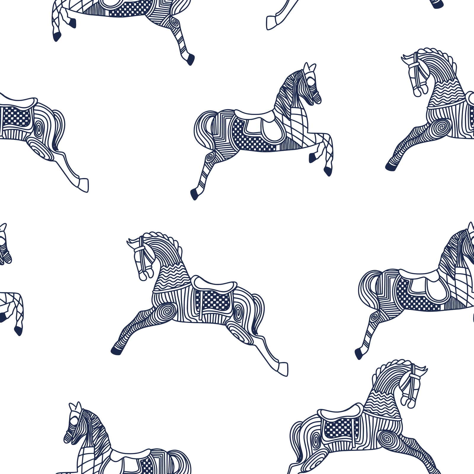 navy_wallpaper with horse pattern on a white background